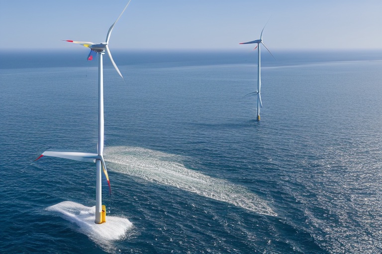 Visualisation of floating offshore wind turbines similar to BW Ideol Damping Pool design